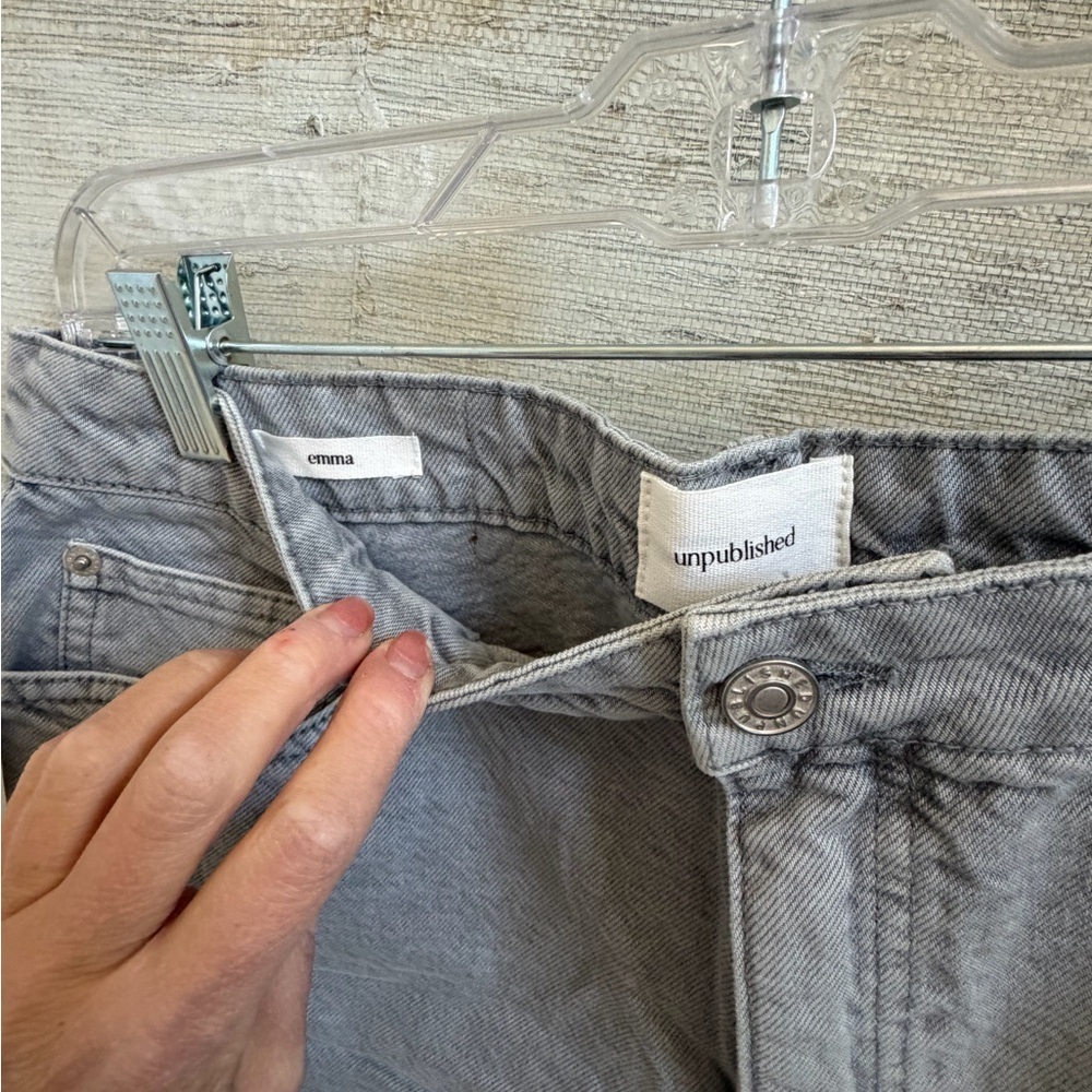 NWT new 31 Anthropologie unpublished emma Gray Denim Jean shorts mom fit - Picture 7 of 17